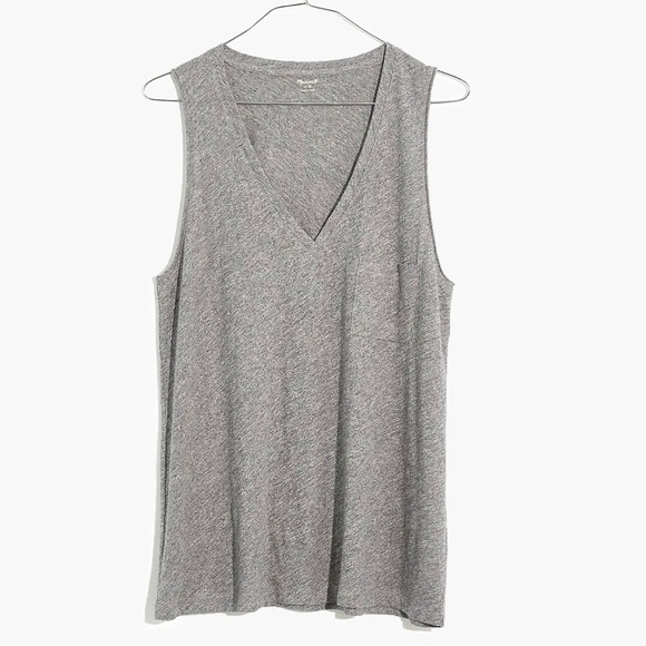 Madewell Cotton V-Neck Pocket Tank - Picture 1 of 4